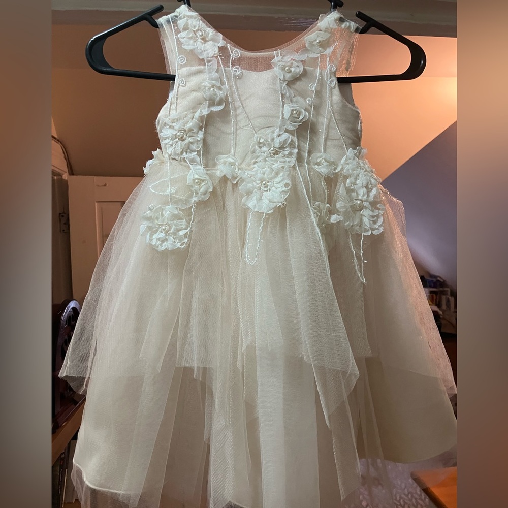 Princess Daliana Cream Tulle Flower Girl Dress (18-24mo)